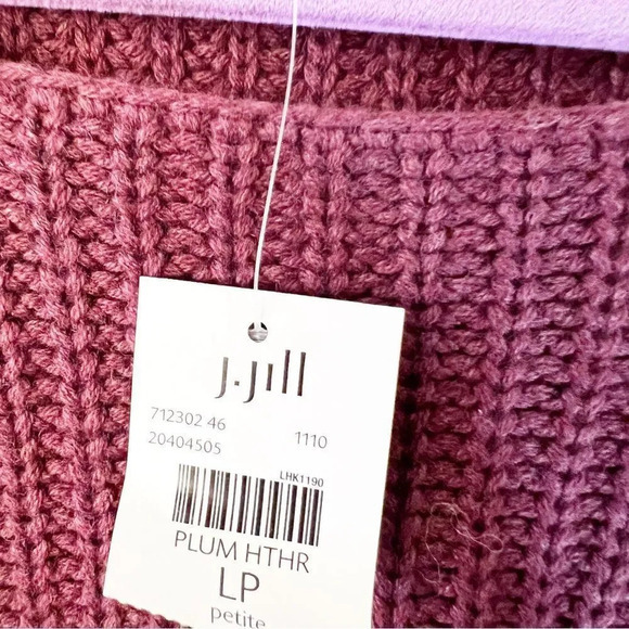 J Jill Plum Heather Purple Chunky Ribbed Knit Sweater Size Large Petite Boxy New - Picture 4 of 10
